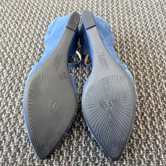 Franco Sarto Womens Faye Wedge Heels Pumps Blue Suede Pointed Toe Size 11 - Picture 7 of 8